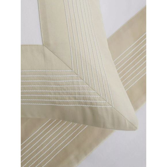 New Frette 2 Pc Set Porto Cotton King Shams White Sandstone Embroidery #06 - Picture 4 of 13